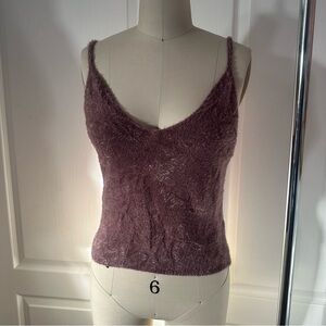 NWT Garage Women's Fuzzy Purple Tank Top Camisole Size L